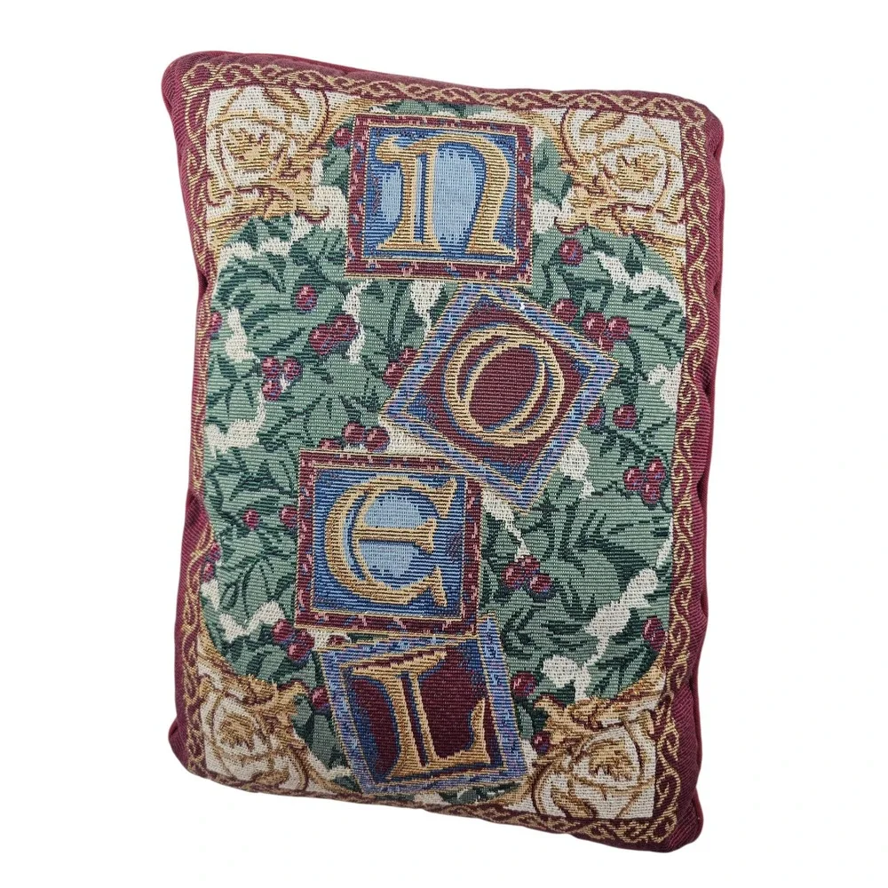 Tapestry Throw‎ Accent Pillow Home Nostalgic Vintage Style Christmas NOEL